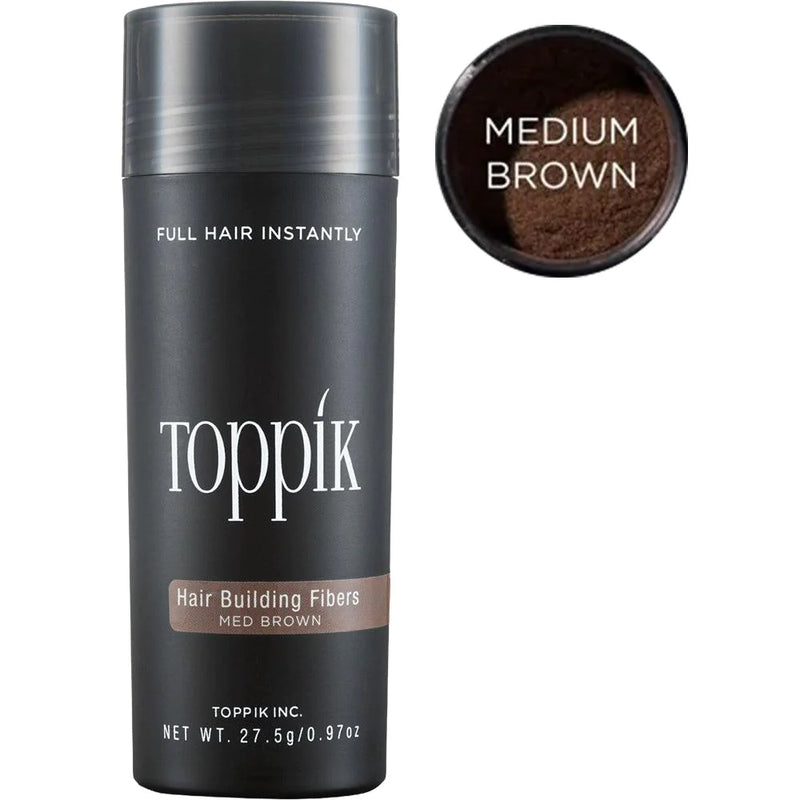 Toppik Hair Building Fiber plaukų efektą sukurianti pudra, Medium Brown, 27,5 g