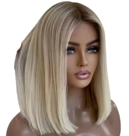 Natūralių plaukų perukas su ilgesniu bob kirpimu