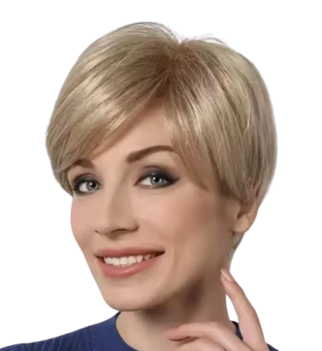 Trumpas šviesus sintetinis perukas „Pixie“ kirpimo