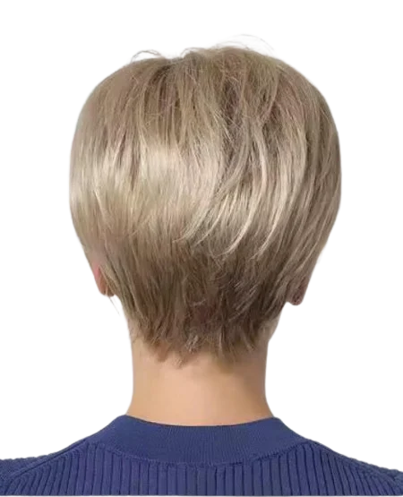 Trumpas šviesus sintetinis perukas „Pixie“ kirpimo