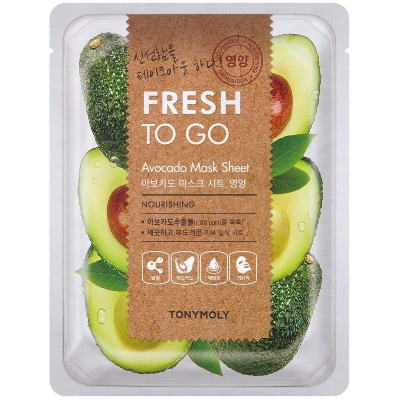 Veido kaukė TONYMOLY Fresh To Go Avocado Mask Sheet TM00002117, su avokadų ekstraktu