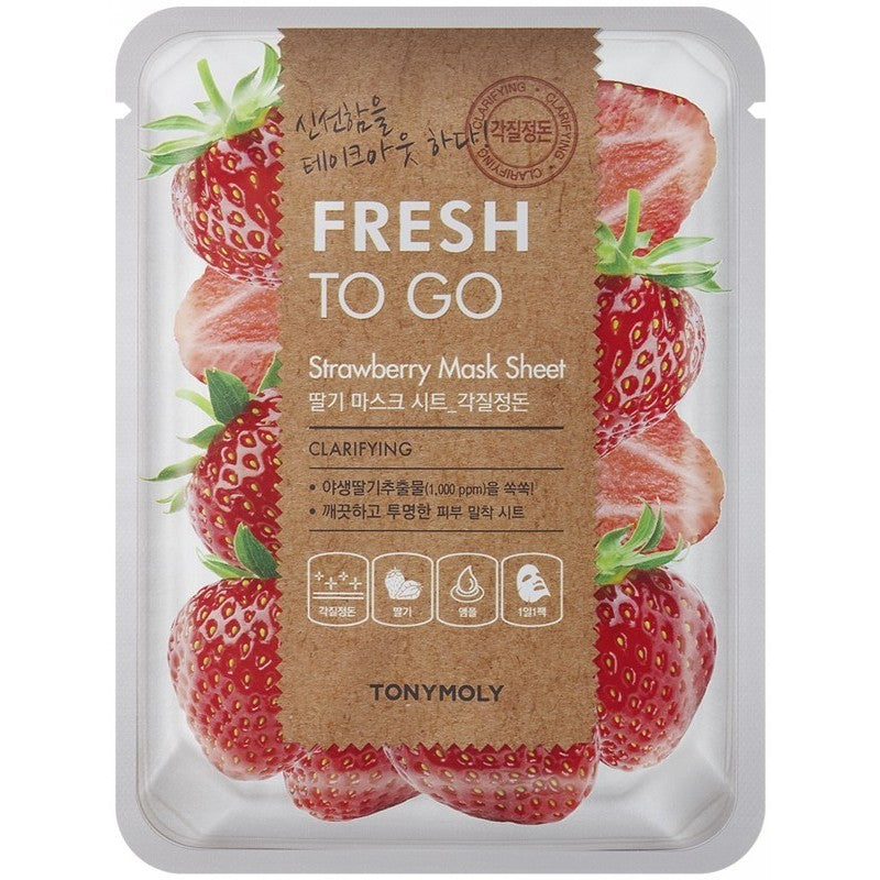 Veido kaukė TONYMOLY Fresh To Go Strawberry Mask Sheet TM00005973, su braškių ekstraktu