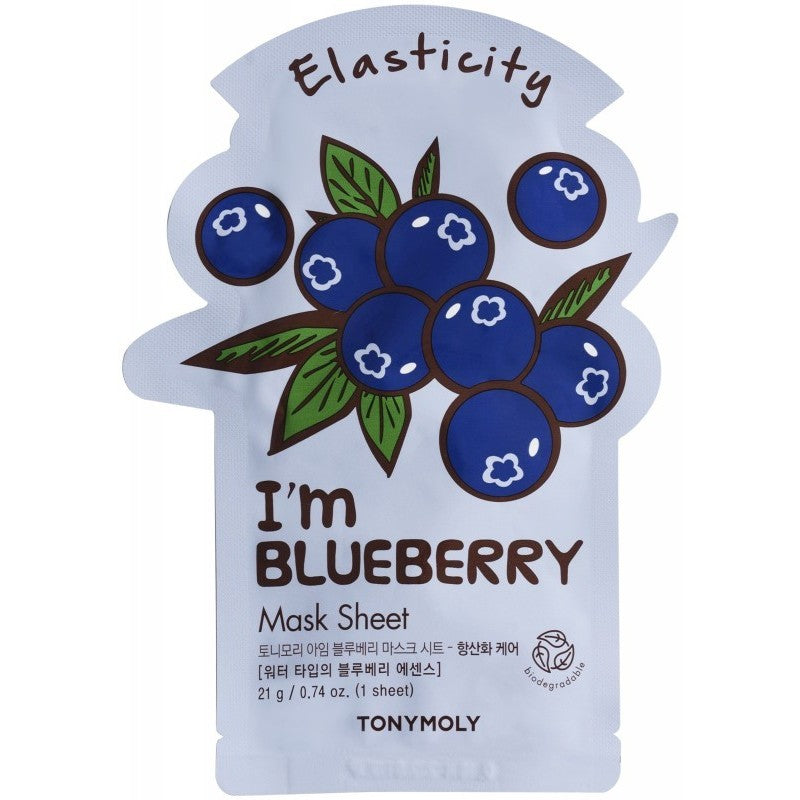 Veido kaukė TONYMOLY I´m Blueberry Mask Sheet TM00005836, su mėlynių ekstraktu, 21 g