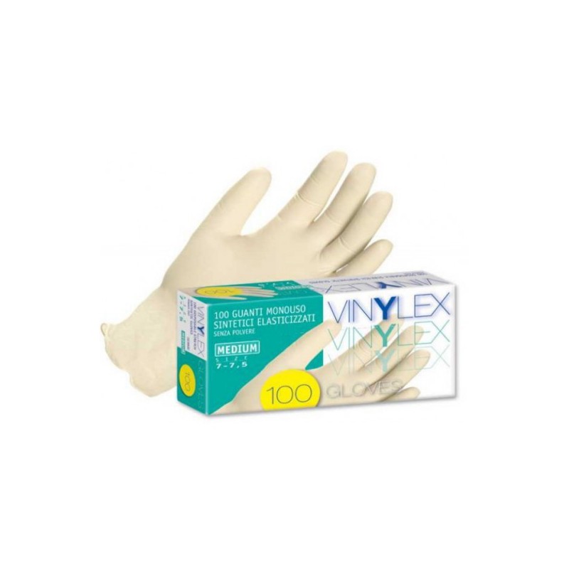 Disposable vinyl gloves Icoguanti EVSPS without powder, size S, white, thickness 0.07 mm, 100 pcs.