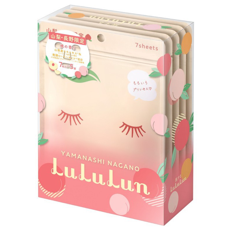 A set of disposable face masks LuLuLun Premium Sheet Mask Yamanashi Peach 35 Pack, intensively moisturizes and softens the skin, 5 x 7 pcs. LU65923