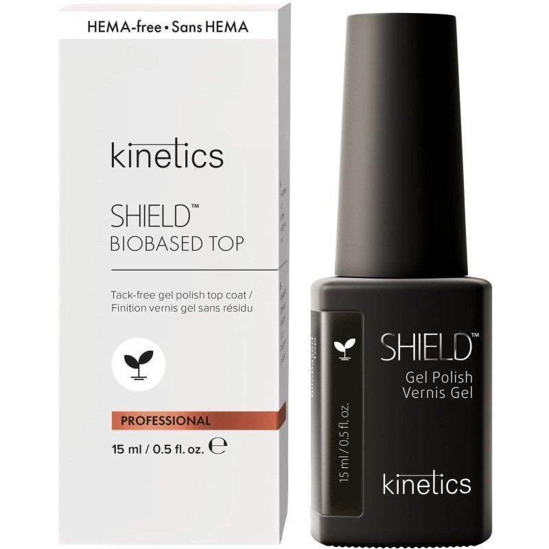 Viršutinis gelinio nagų lako sluoksnis Kinetics SHIELD BioBased Top KBT01, 15 ml