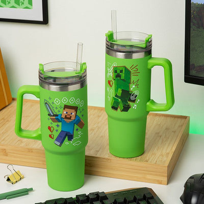 Paladone Minecraft Green 900ml Insulated Cup and Straw