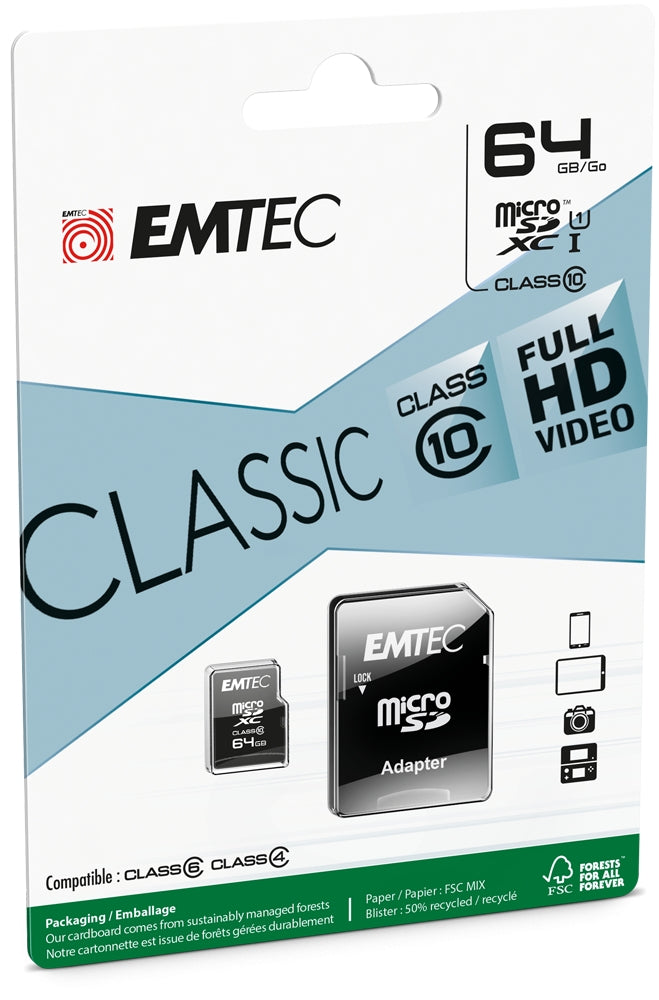Emtec mSD 64GB Class10 Classic
