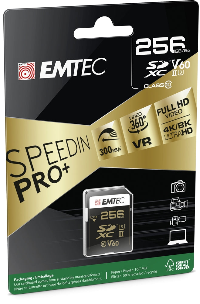 Emtec SD 256GB UHS-II V60 SpeedIN Pro+
