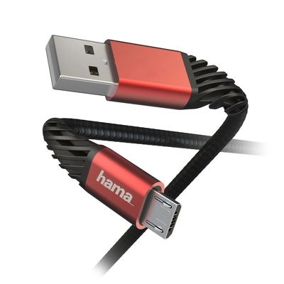 Hama 00187216 Extreme Кабель для зарядки/передачи данных, USB-A — Micro-USB, 1,5 м, черный/красный