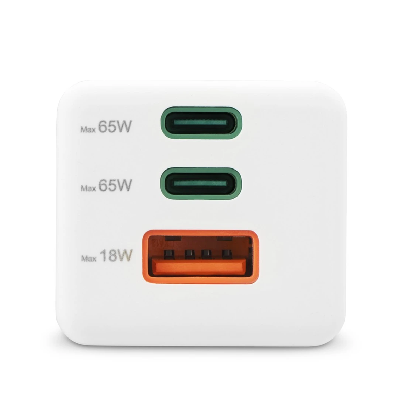 Hama 00201996 Fast Charger GaN, 2x USB-C, 1x USB-A, Mini Charger, PD, 65W, White