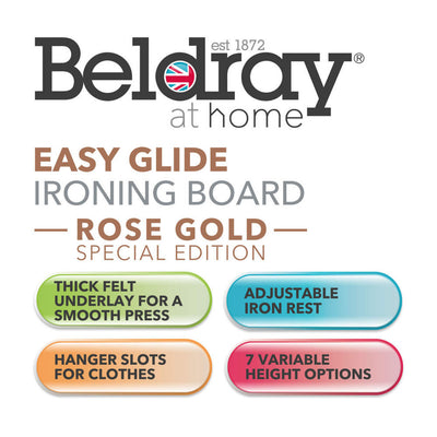 Beldray LA031596ROSEFEU7 Easy Glide Ironing Board - Rose Gold 122X 38 CM