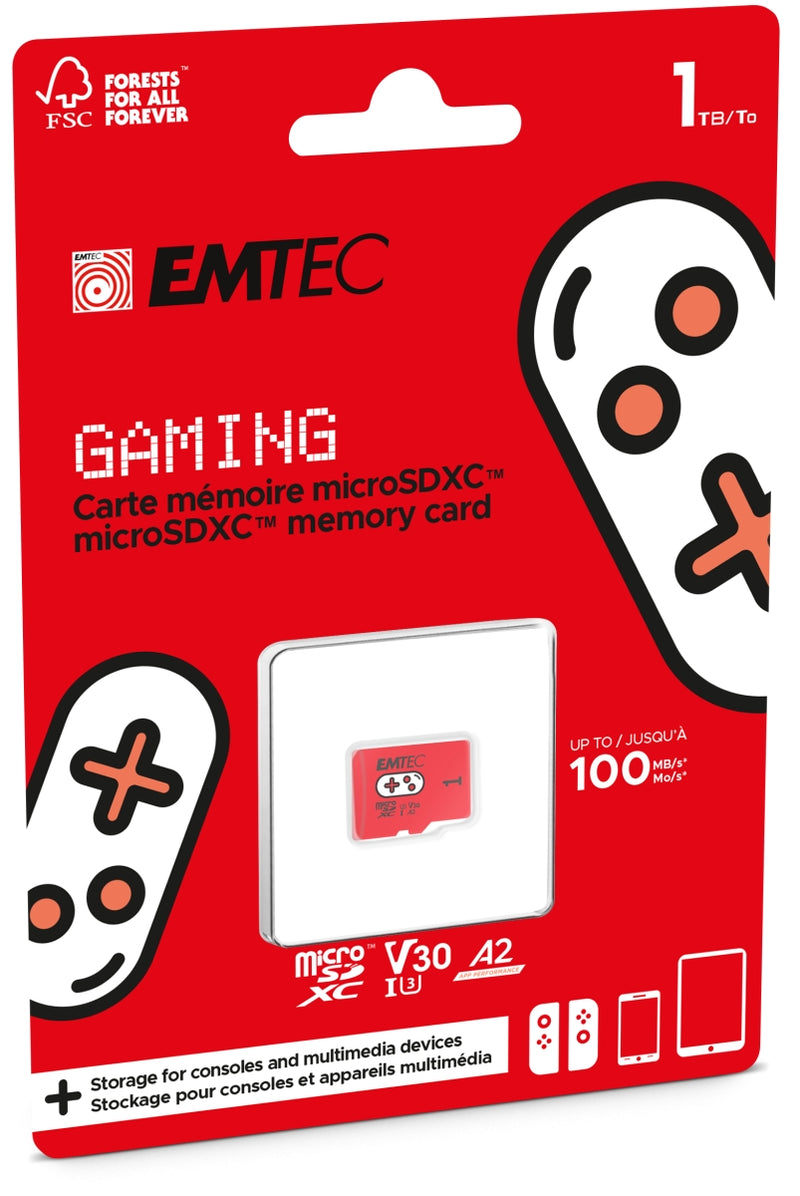 Emtec mSD 1TB UHS-I U3 V30 A2 Gaming Rouge