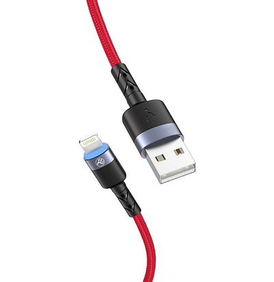 Кабель для передачи данных Tellur USB-Lightning со светодиодной подсветкой 3А, 1,2 м, красный