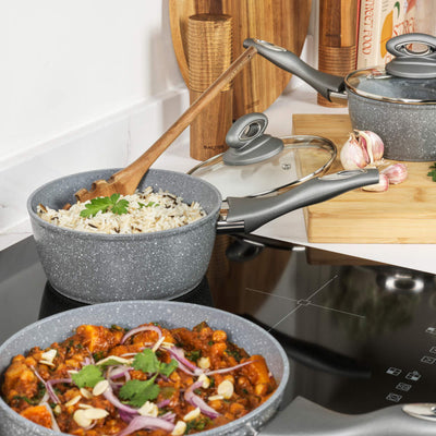 Salter BW02986G1EU7 Marblestone 3-Piece Saucepan Set - 16/18/20cm