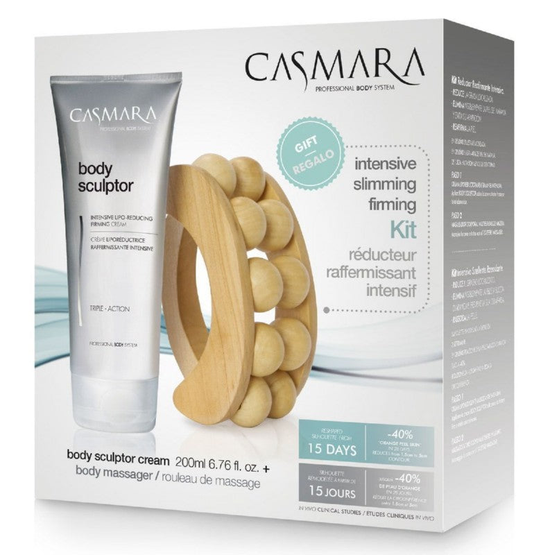 Body firming kit Casmara Intensive Slimming Firming Kit 2022 CASAL1582, massager for problem areas of the body and firming body cream, 200 ml