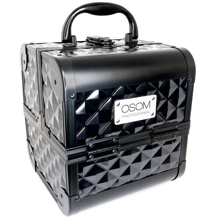 Чемодан Osom пластиковый с алюминиевой отделкой, черный, 185x185x200 мм + подарочный продукт для волос Previa