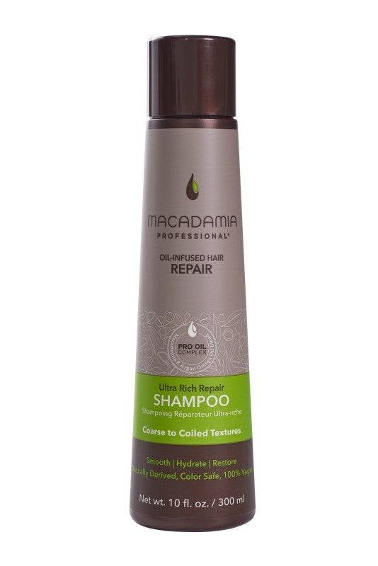 Extra moisturizing shampoo for dry, damaged hair, Macadamia Ultra Rich Repair Shampoo, MAM100300, 300 ml