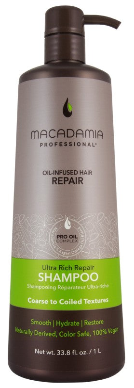 Moisturizing shampoo for dry, damaged hair, Macadamia Ultra Rich Repair Shampoo, MAM100302, 1000 ml