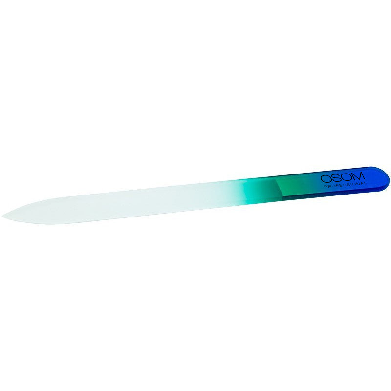 Glass nail file Osom Professional NF04C05C04, pointed end, double-sided with plastic insert, 13.5 cm