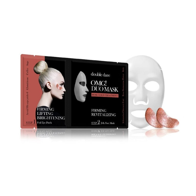 Facial Care Kit OMG! Duo Mask - Rose Gold Theraphy, set includes: eye pads and face mask