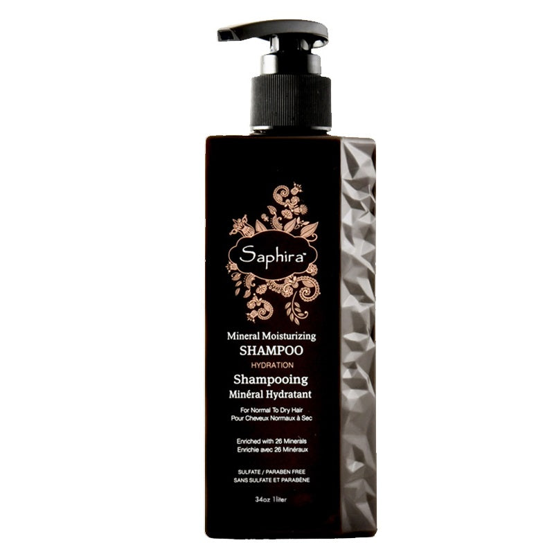 Drėkinamasis šampūnas plaukams Saphira Moisturizing Shampoo SAFKMS4 su Negyvosios jūros mineralais, 1000 ml +dovana Previa plaukų priemonė