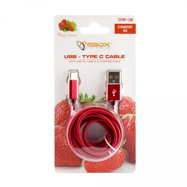 Sbox USB-TYPEC-15R USB-&gt;Type CM/M 1.5m Fruity Red