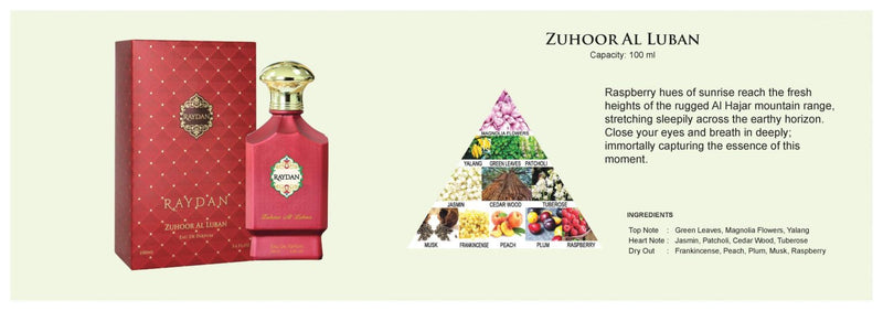 Raydan Zuhoor Al Luban EDP Perfume 100 ml + gift Previa hair product