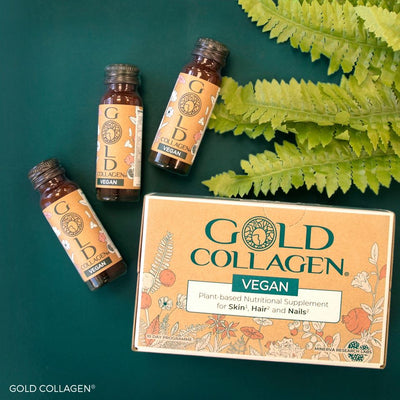 Gold Collagen Vegan Rekomenduojamas veganams ir vegetarams 10x50 ml +dovana Previa plaukų priemonė