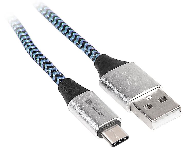 Tracer 46266 USB 2.0, тип CA, штекер, 1 м, черный, синий 