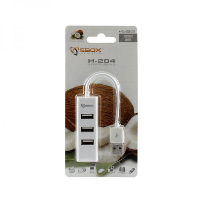 Sbox H-204W USB 4 Ports HUB Coconut White