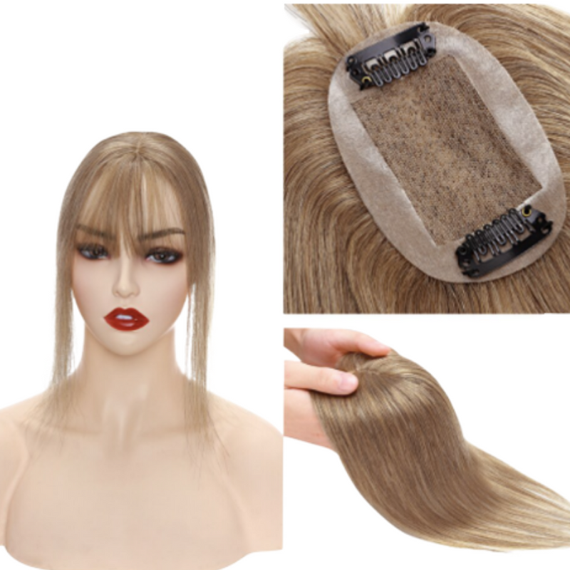 Natural hair toupee with bangs 6 cm x 9 cm