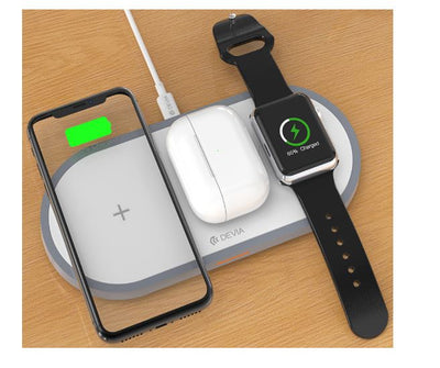 Зарядное устройство Devia 3в1 для смартфона, Applewatch и наушников V4 (10 Вт), белое