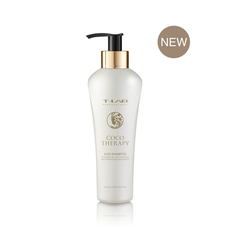 T-LAB Professional Coco Therapy Duo Shampoo Sausų ir pažeistų plaukų šampūnas 300ml +dovana prabangus namų kvapas su lazdelėmis