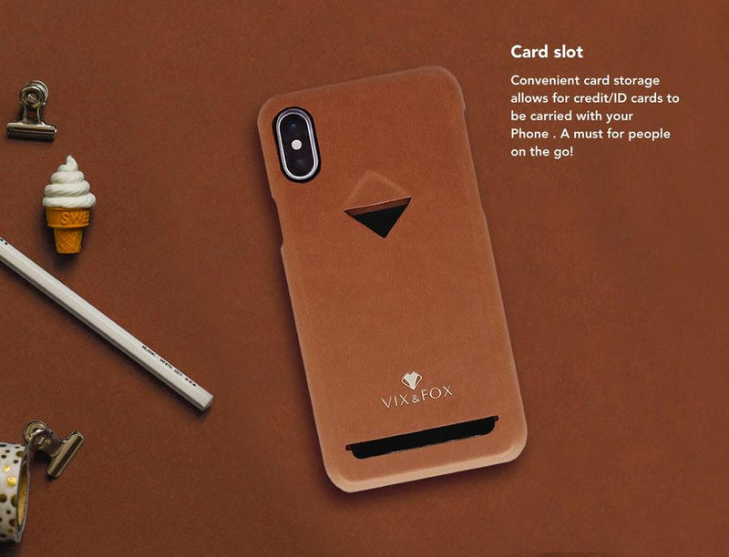 VixFox Card Slot Back Shell for Samsung S9 caramel brown
