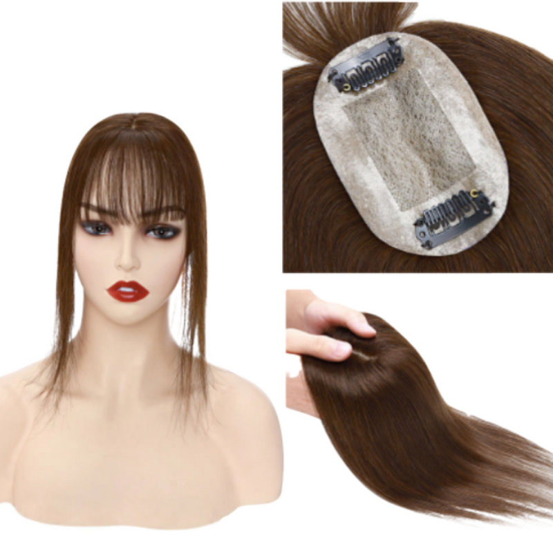 Natural hair toupee with bangs 6 cm x 9 cm