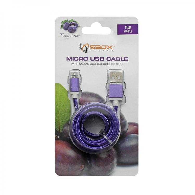 Sbox USB-&gt;Micro USB M/M 1m USB-10315U plum purple 