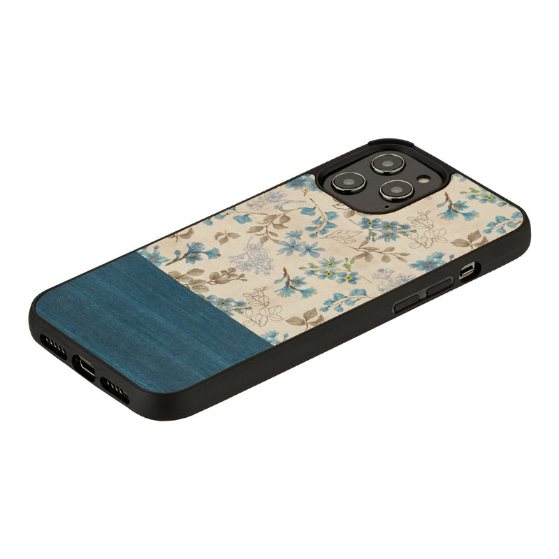 Чехол MAN&amp;WOOD для iPhone 12 Pro Max синий цветок черный