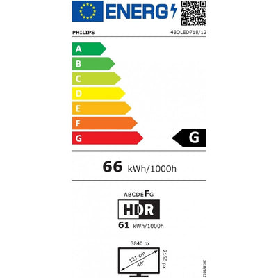 PHILIPS 4K UHD OLED Android™ TV 55 дюймов 55OLED718/12 3-сторонняя подсветка Ambilight 3840x2160p HDR10+ 4xHDMI 3xUSB LAN Wi-Fi DVB-T/T2/T2-HD/C/S/S2, 40 Вт