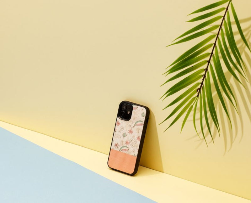 MAN&WOOD case for iPhone 12 mini pink flower black