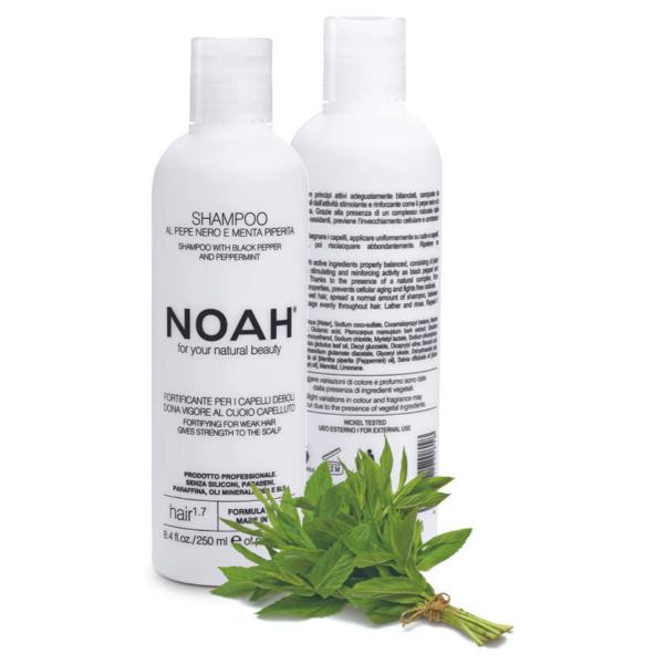 Noah 1.7. Shampoo With Black Pepper And Peppermint Hair strengthening shampoo for weak, thinning hair 250 ml