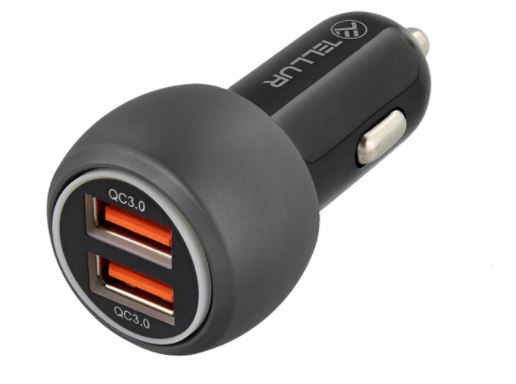Автомобильное зарядное устройство Tellur Dual USB с QC 3.0, 6А, черное