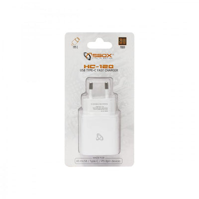 Домашнее зарядное устройство Sbox HC-120 USB Type-C белое