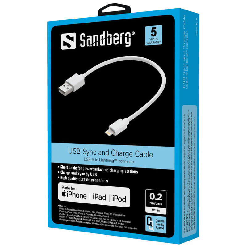 Sandberg 441-19 USB&gt;Lightning MFI 0.2m White