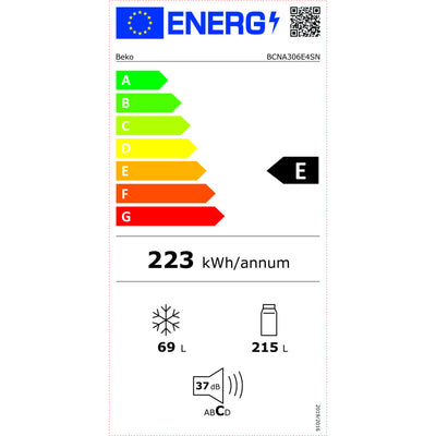 Холодильник BEKO BCNA306E4SN Встроенный, 193,5 см, класс энергопотребления E, HarvestFresh, Neo Frost, металлическая стенка 