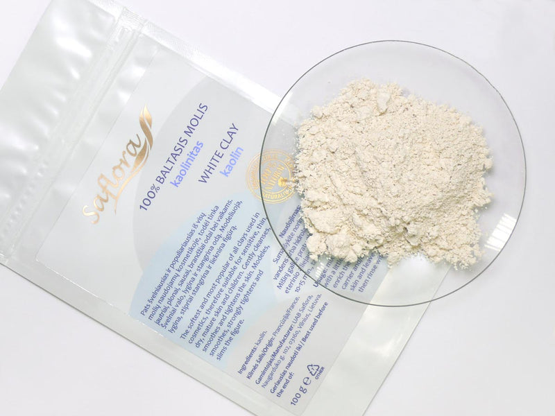 Saflora White clay 100% pure kaolinite 100 g 