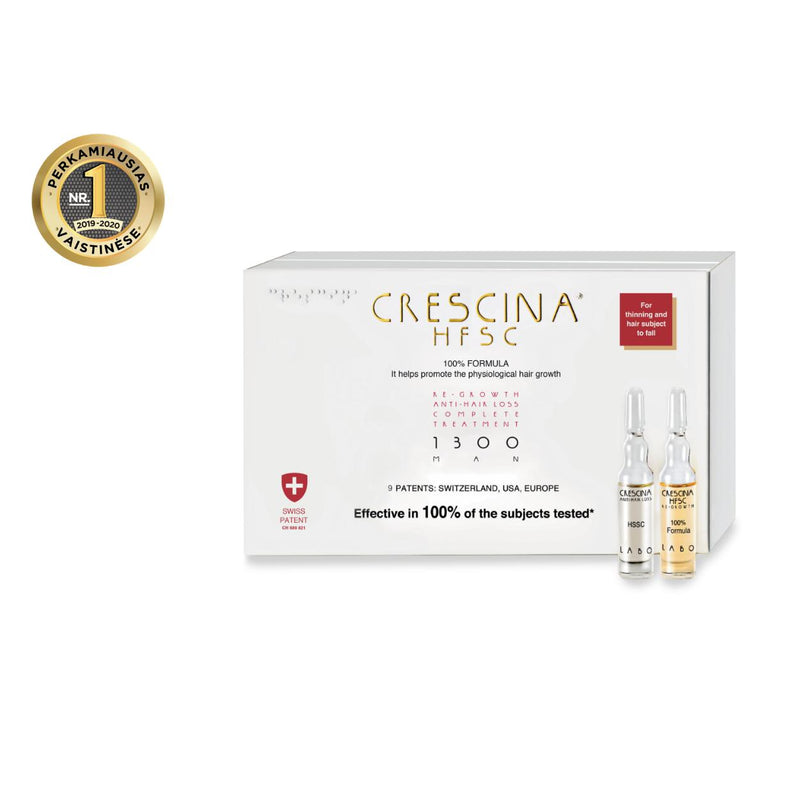 CRESCINA HFSC ampoule complex for stopping hair loss and hair regrowth FOR MEN 1300 strength, 20 pcs. (10+10) +gift hair shampoo