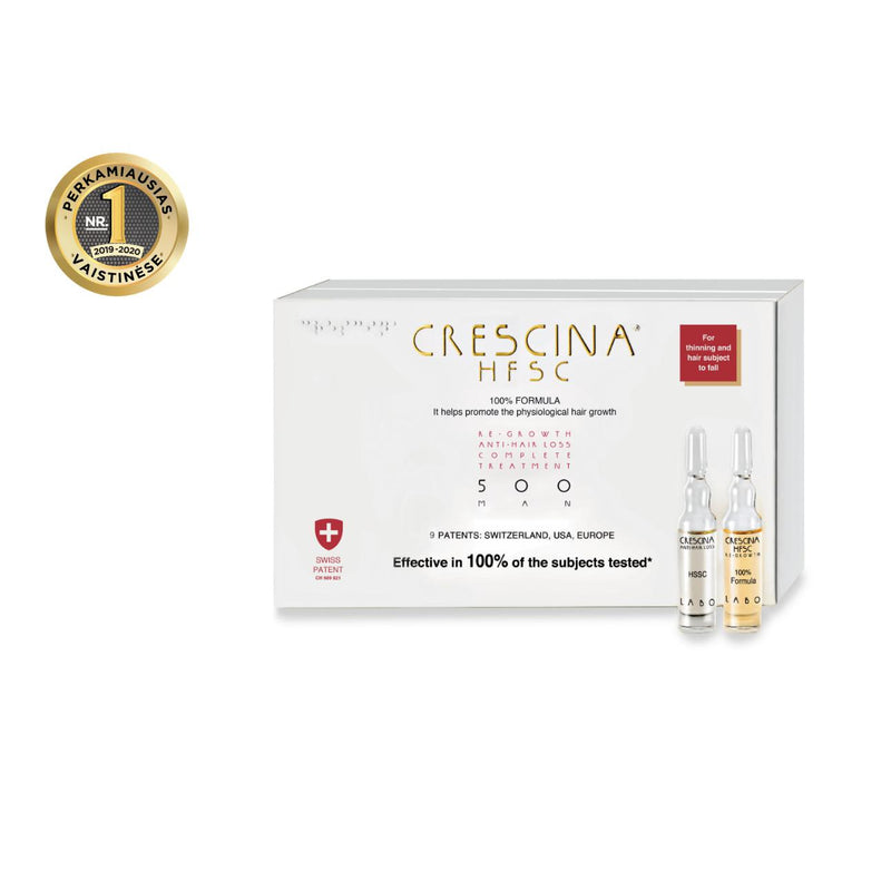 CRESCINA HFSC ampoule complex for stopping hair loss and hair regrowth FOR MEN 500 strength, 20 pcs. (10+10) +gift hair shampoo 