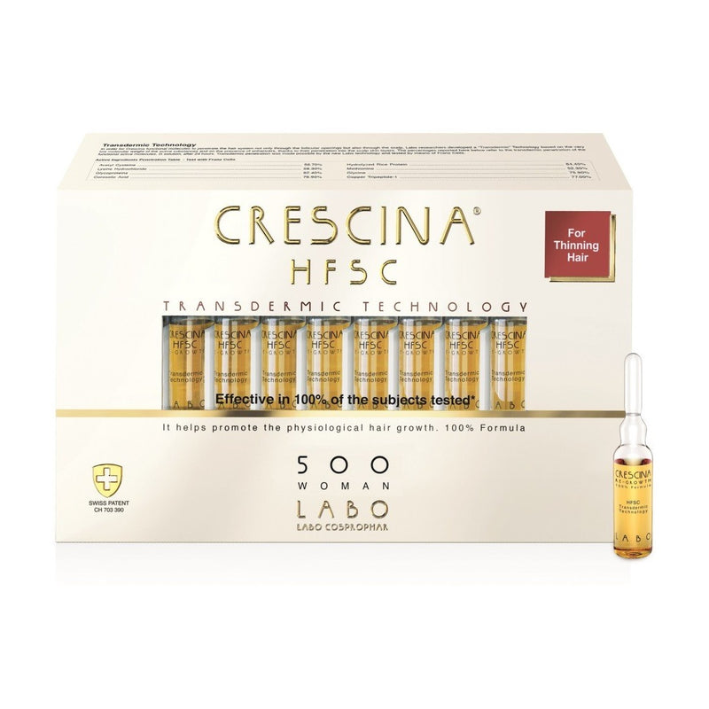 CRESCINA TRANSDERMIC RE-GROWTH HFSC 100% hair regrowth ampoules FOR WOMEN, 500 strength, 20 pcs. +a gift of hair shampoo