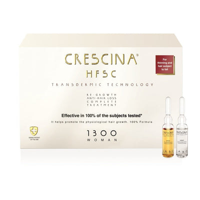 CRESCINA TRANSDERMIC 100% ampoule complex for stopping hair loss and hair regrowth FOR WOMEN, 1300 strength, 40 pcs. (20+20) +gift hair shampoo